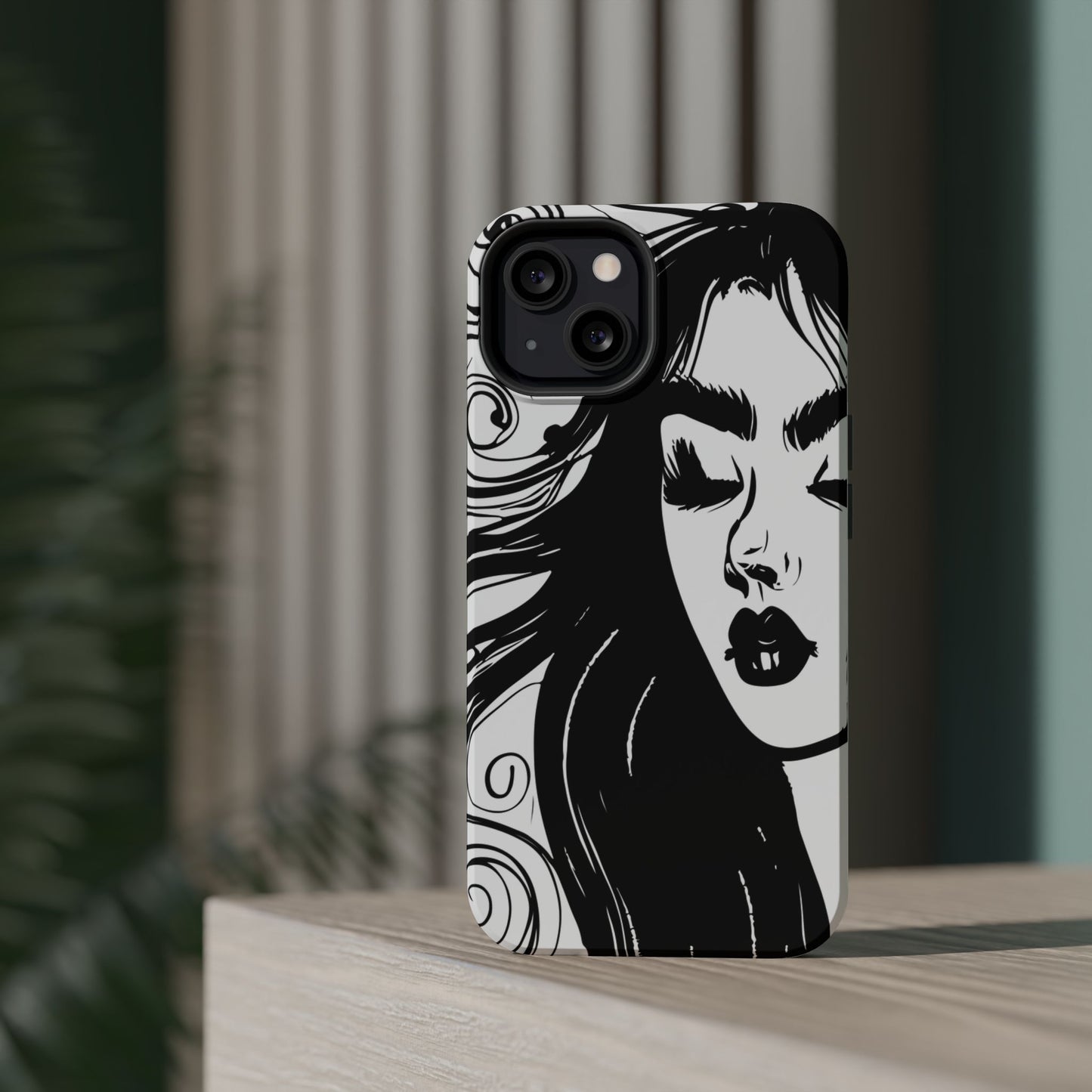 Artistic Black & White Portrait Phone Case — Magnetic Impact-Resistant
