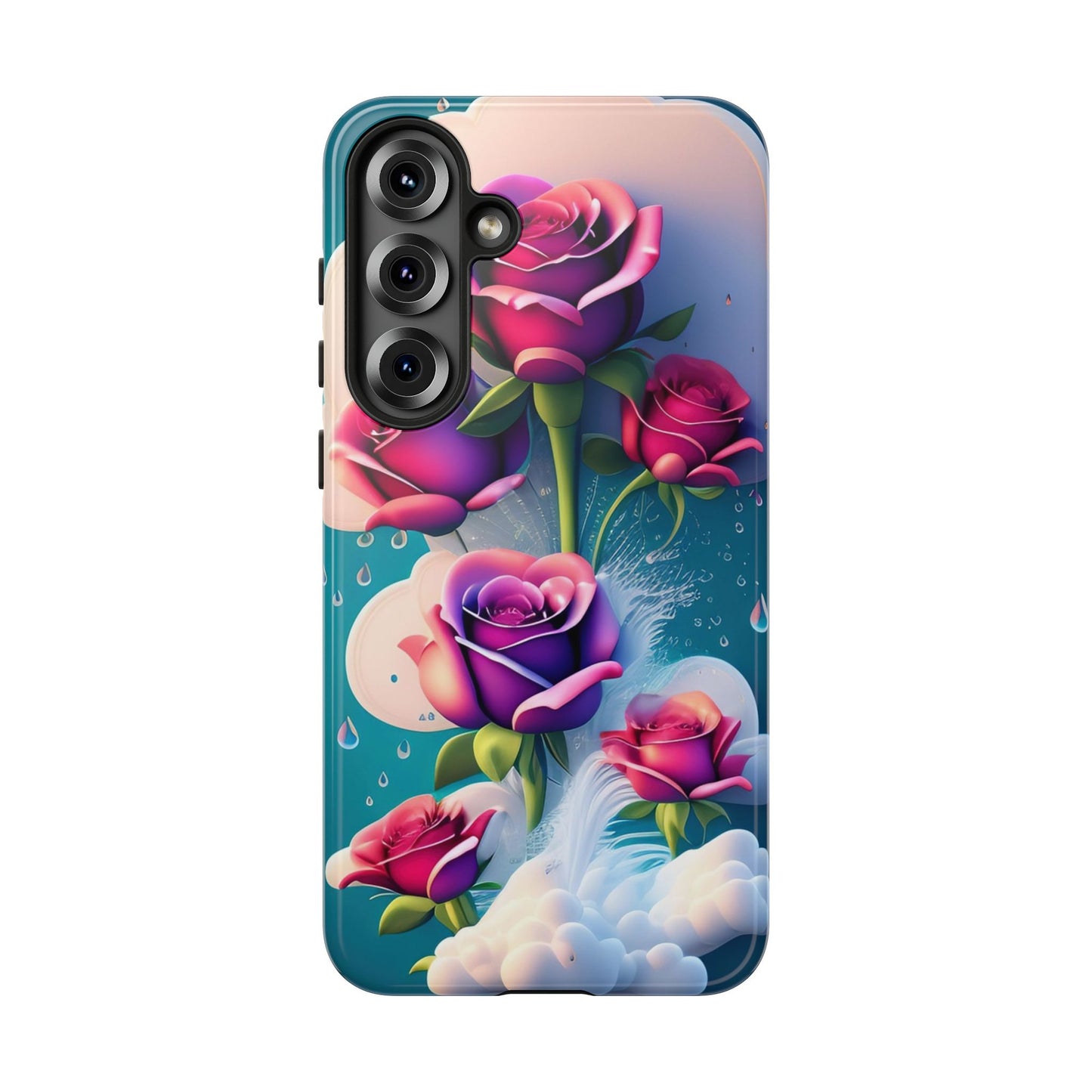Floral Dream Tough Phone Case — Rose Bouquet Clouds Design