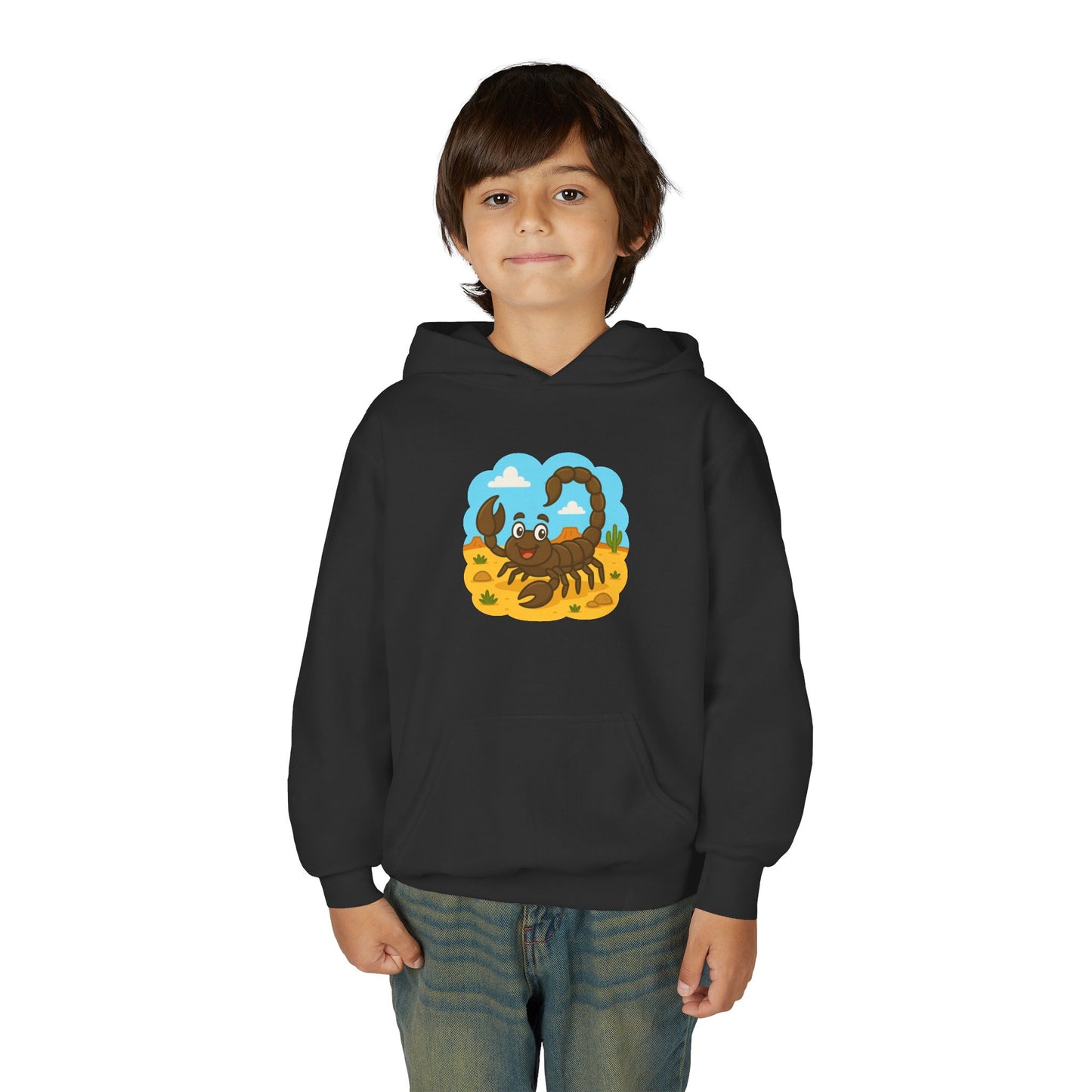 Smiling Scorpion Youth Hoodie | Desert Cartoon Scorpion Kids Sweatshirt