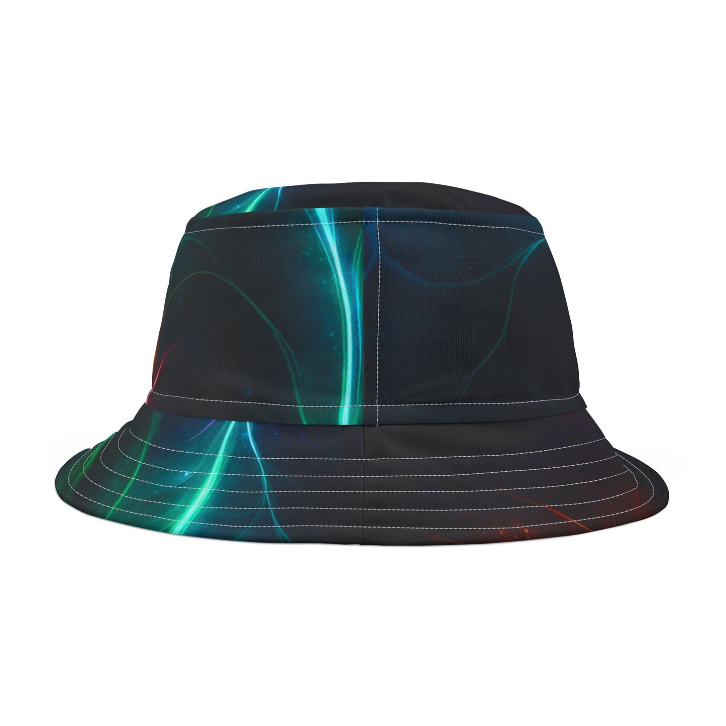 Neon Wave Bucket Hat — Abstract Glow AOP Summer Hat