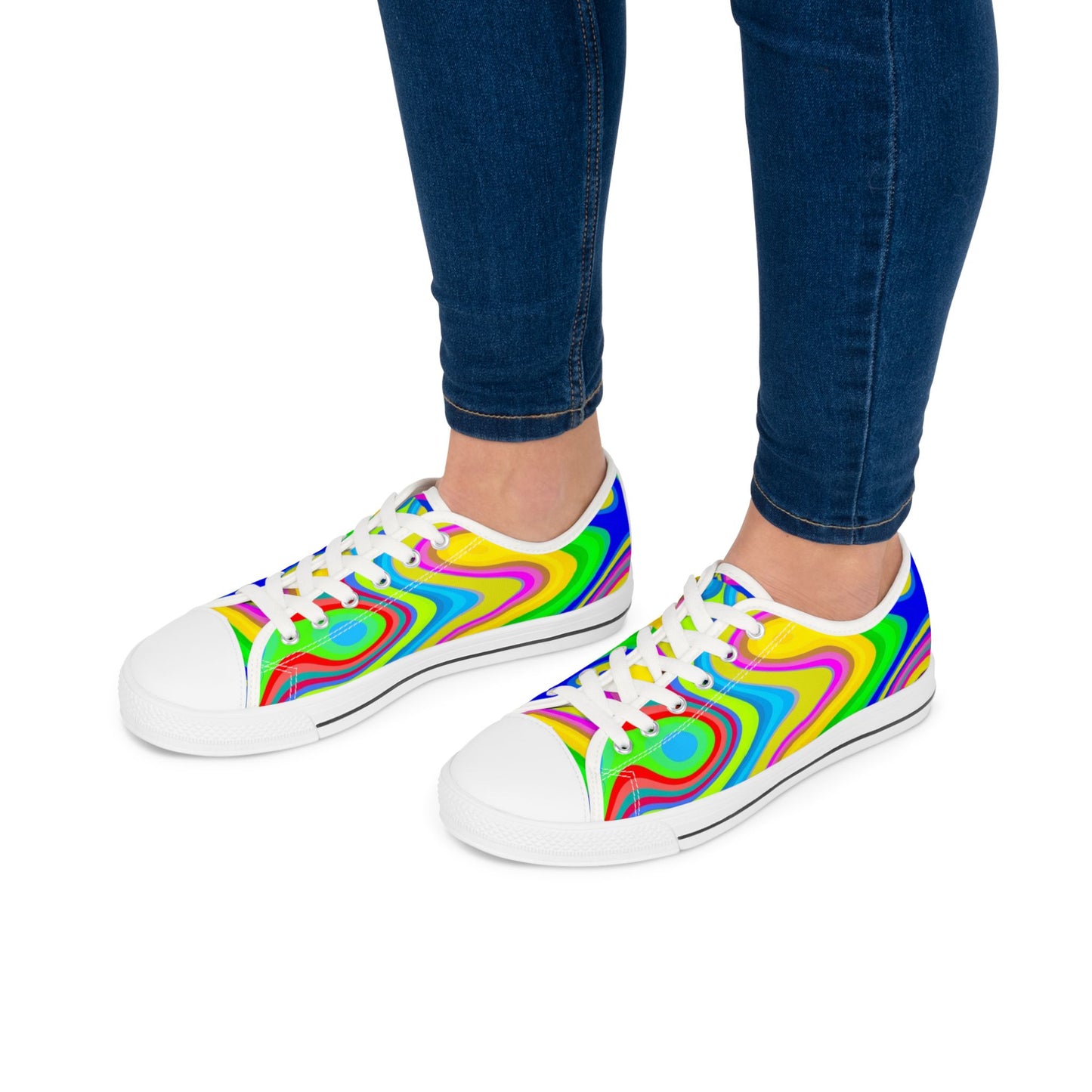 Low Top Sneakers — Vibrant Psychedelic Swirl Women's Canvas Shoes
