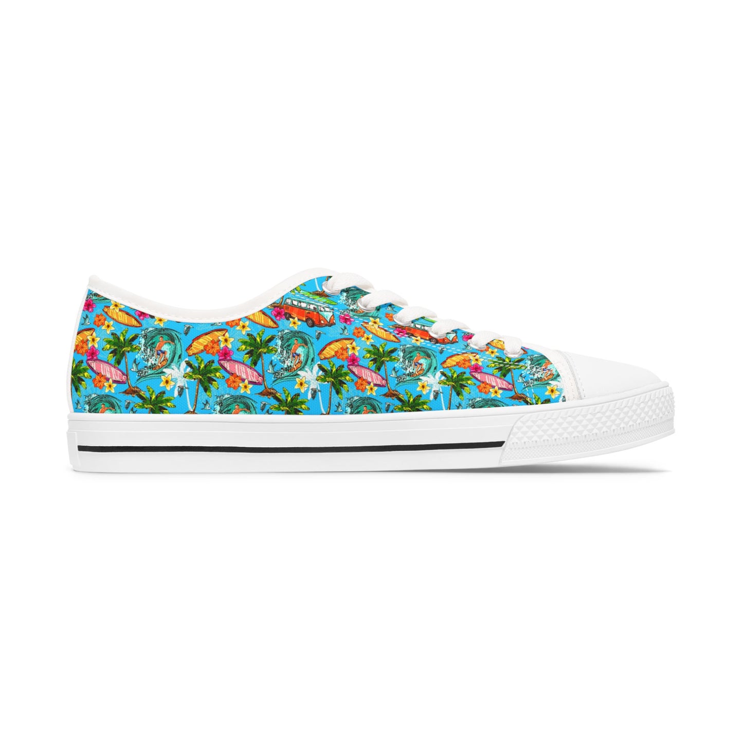 Low Top Sneakers — Tropical Flamingo Print Canvas Shoes
