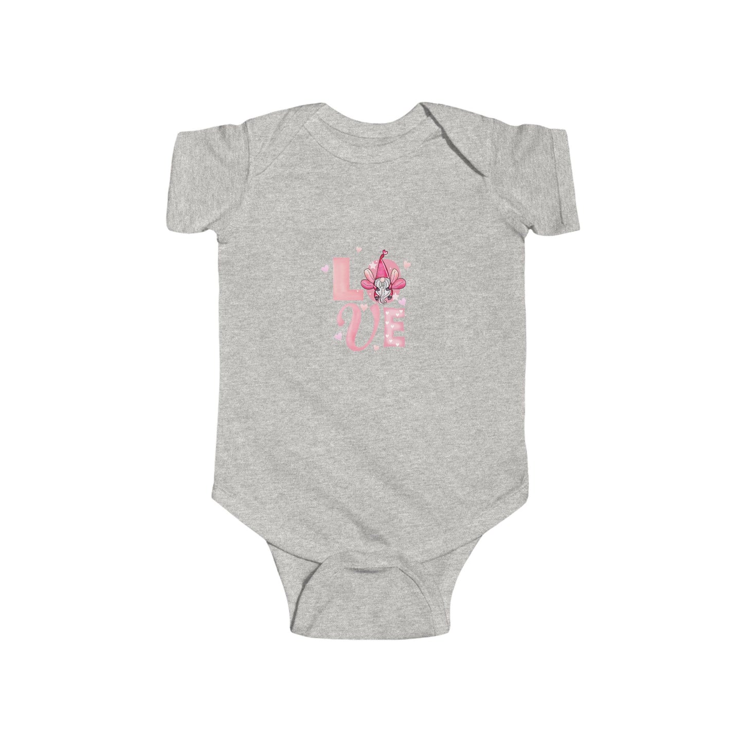 Baby Bodysuit - Pink "LOVE" Floral Design Infant Onesie