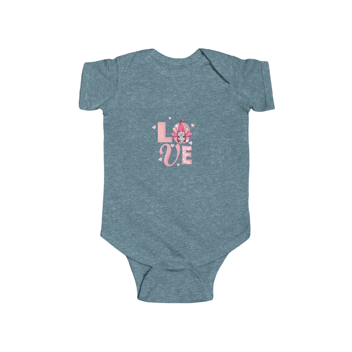 Baby Bodysuit - Pink "LOVE" Floral Design Infant Onesie