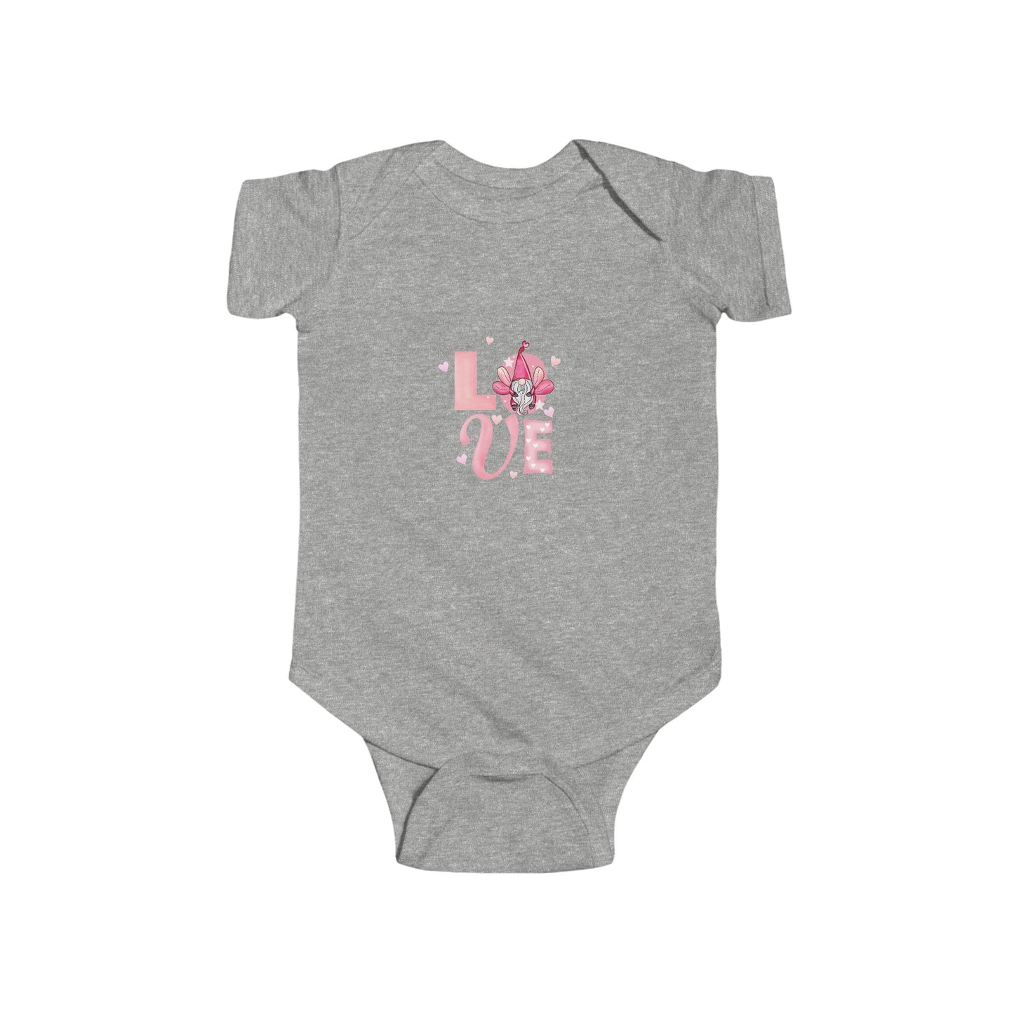 Baby Bodysuit - Pink "LOVE" Floral Design Infant Onesie