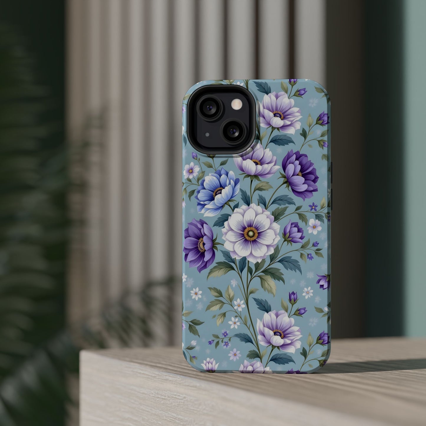 Floral Purple Peony Phone Case — Magnetic Impact‑Resistant Protective Cover