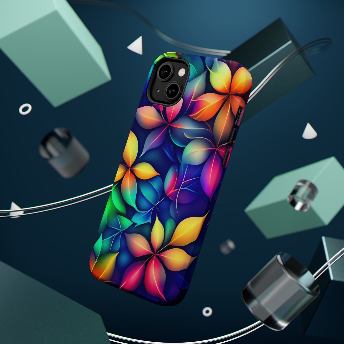 Floral Prism Magnetic Impact-Resistant Phone Case — Colorful Gradient Petal Design