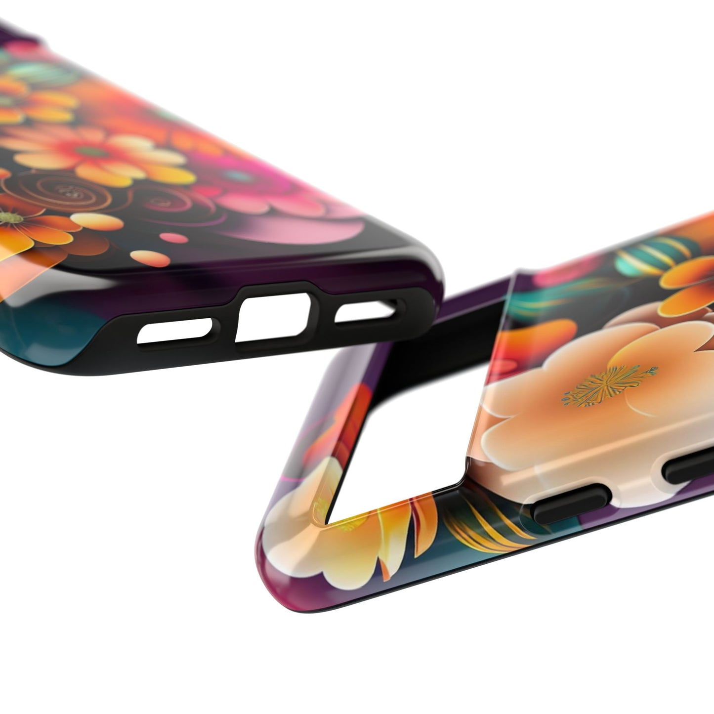 Floral Burst Tough Phone Case — Colorful Retro Flowers Protective Cover