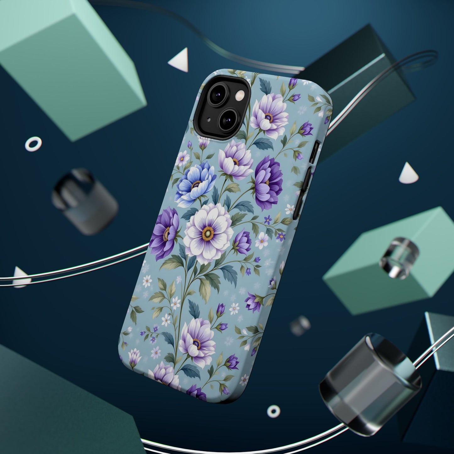 Floral Purple Peony Phone Case — Magnetic Impact‑Resistant Protective Cover