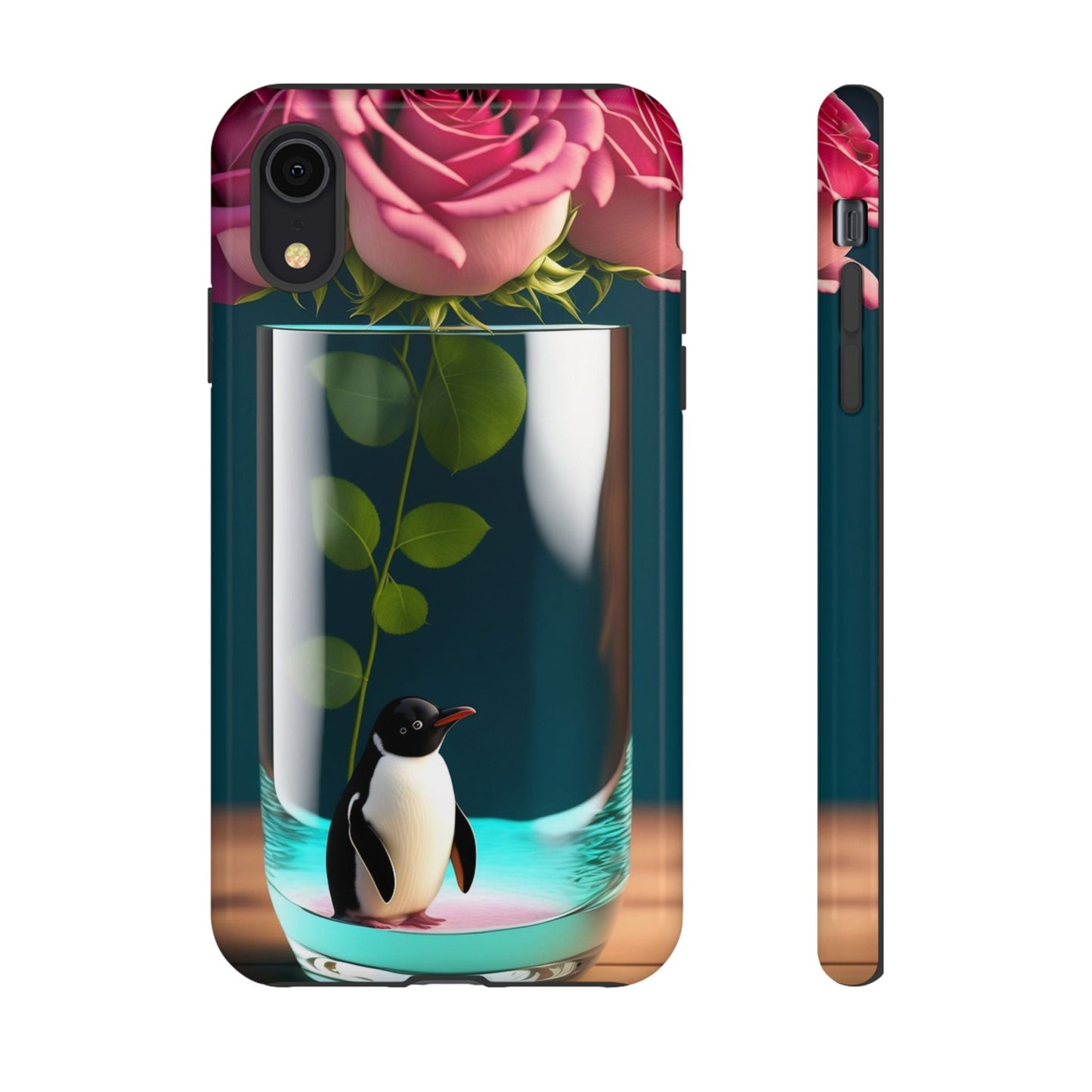 Penguin in a Glass Floral Tough Phone Case — Cute Protective Phone Cover