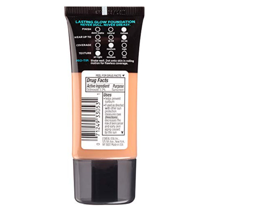 L'Oreal Paris Infallible Up to 24HR Pro-Glow Foundation, Creme Cafe, 1 fl oz
