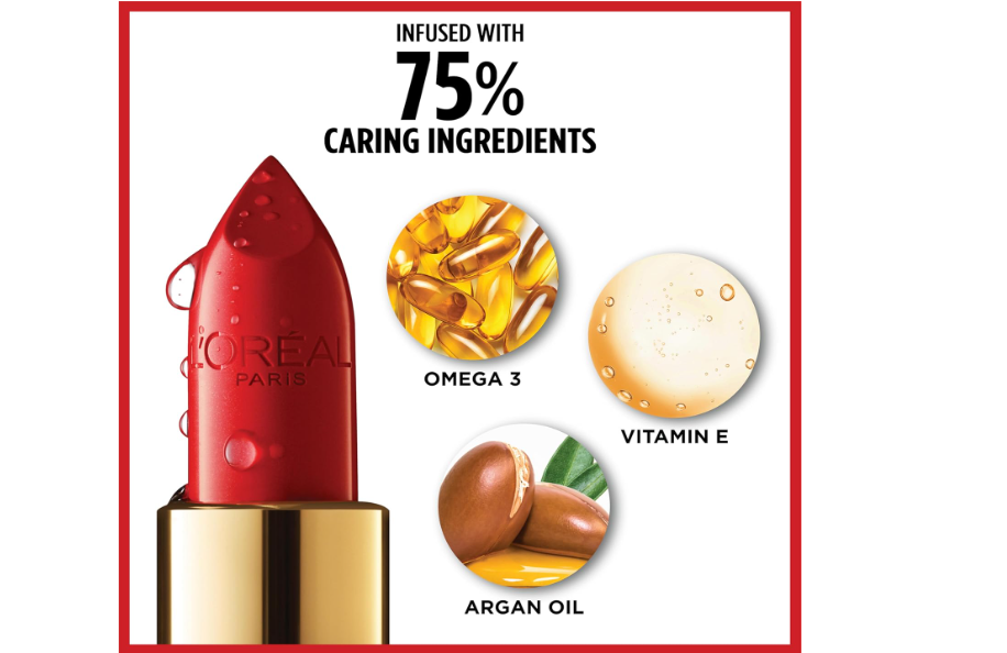 L'Oreal Paris Colour Riche Original Creamy, Hydrating Satin Lipstick with Argan Oil and Vitamin E, Red Passion , 1 Count