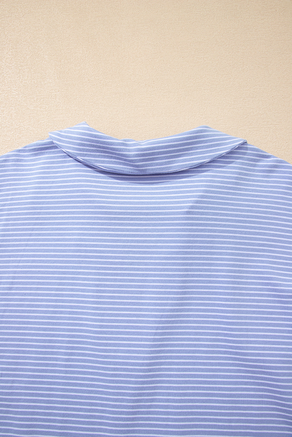 Sky Blue Stripe Dolman Sleeve Polo Shirt and Drawstring Shorts Set