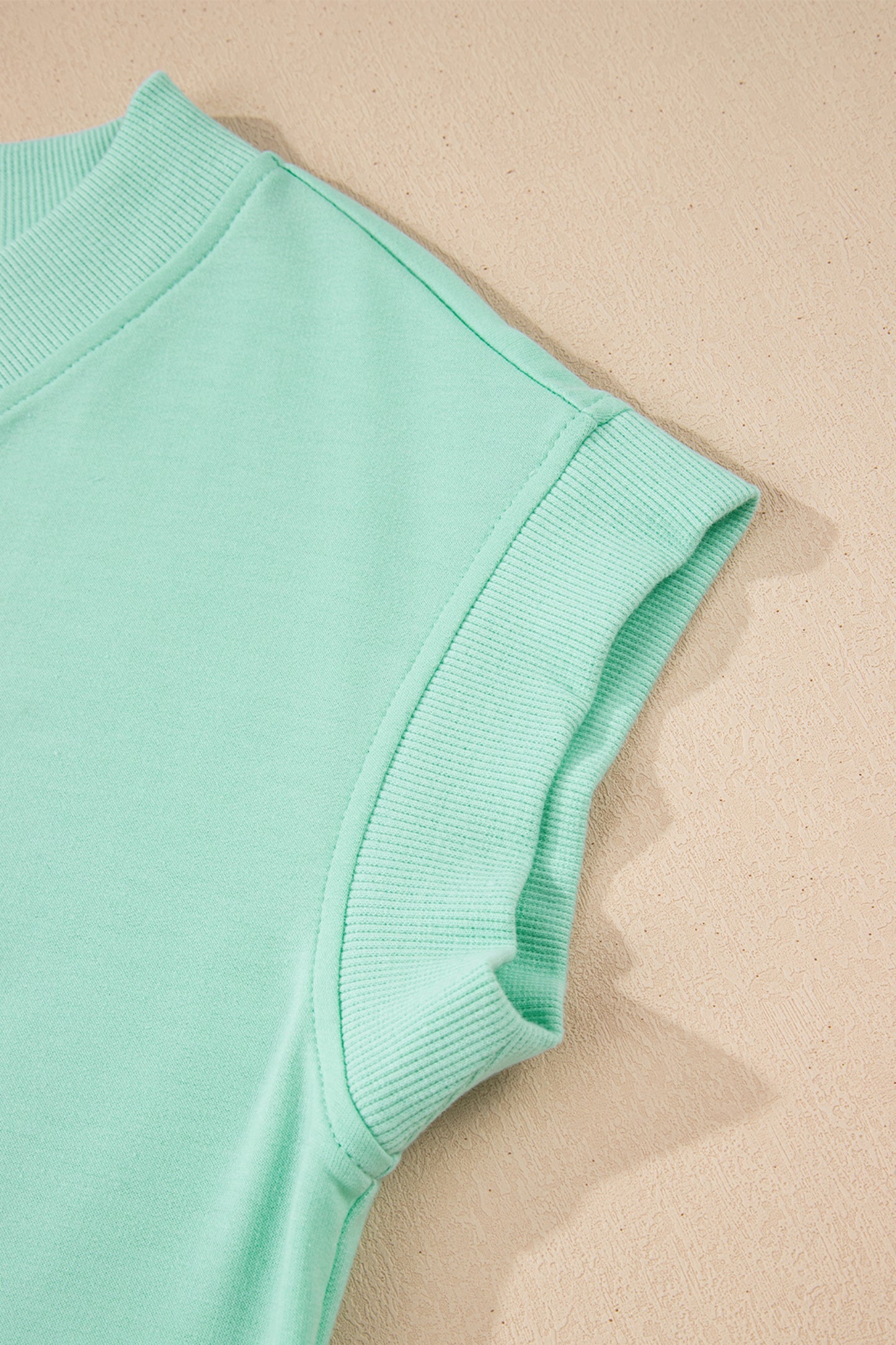 Mint Green Solid Color V Neck Tee Drawstring Pant Set