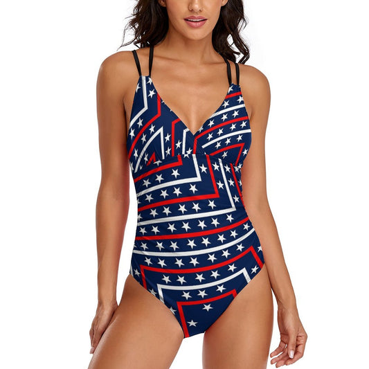 Women's One Piece Swimsuit Tummy Control V Neck Swimwear