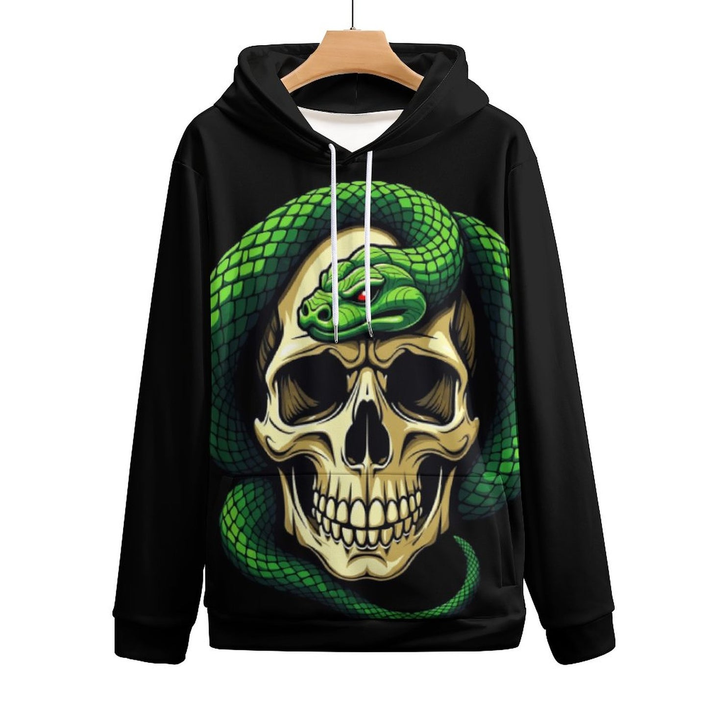 Men's Cool Hoodie with Double-layer Cap - Skull and Snake