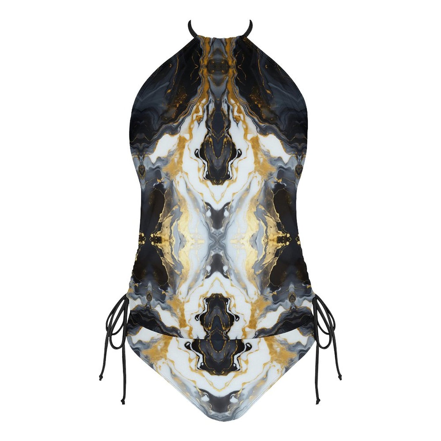 2-Piece Women's Tankini Set with High Neck Halter Top