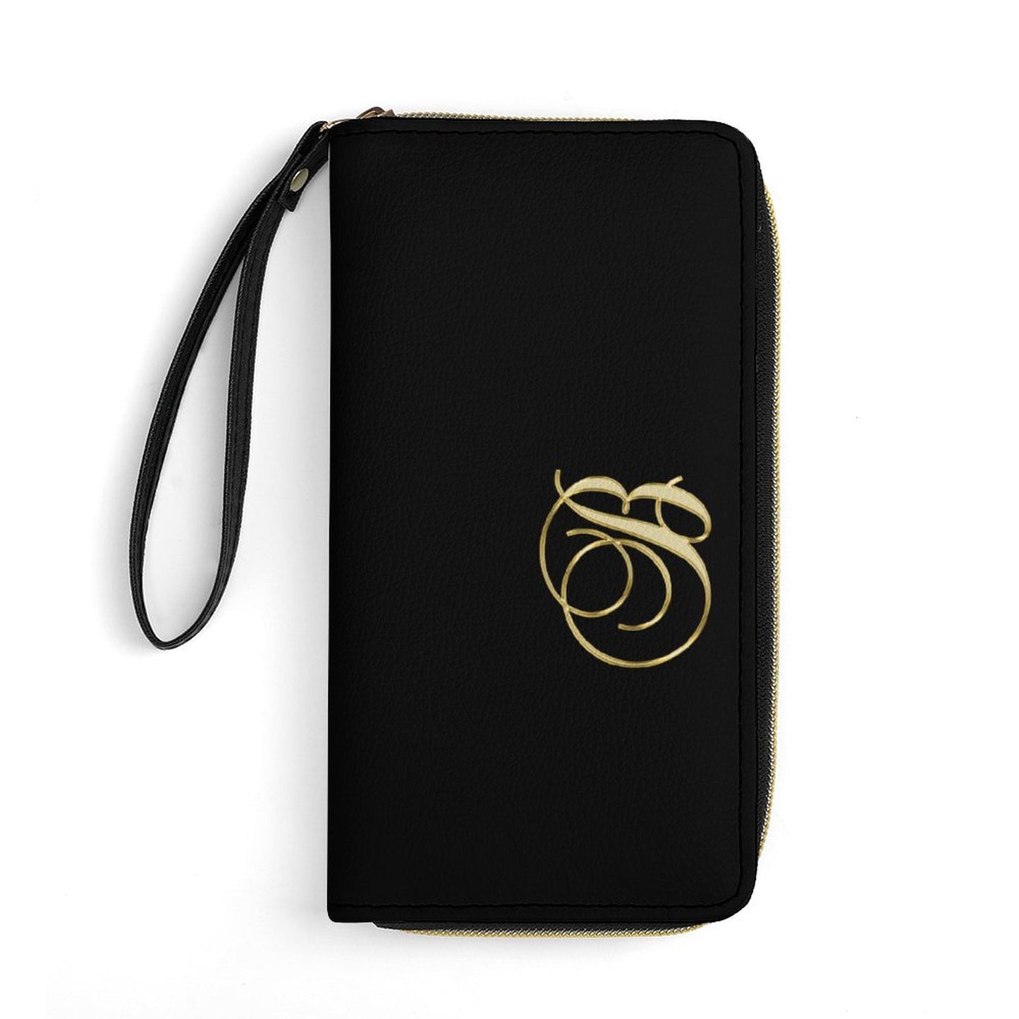 Leather Wallet with Wristlet Strap - Letter B