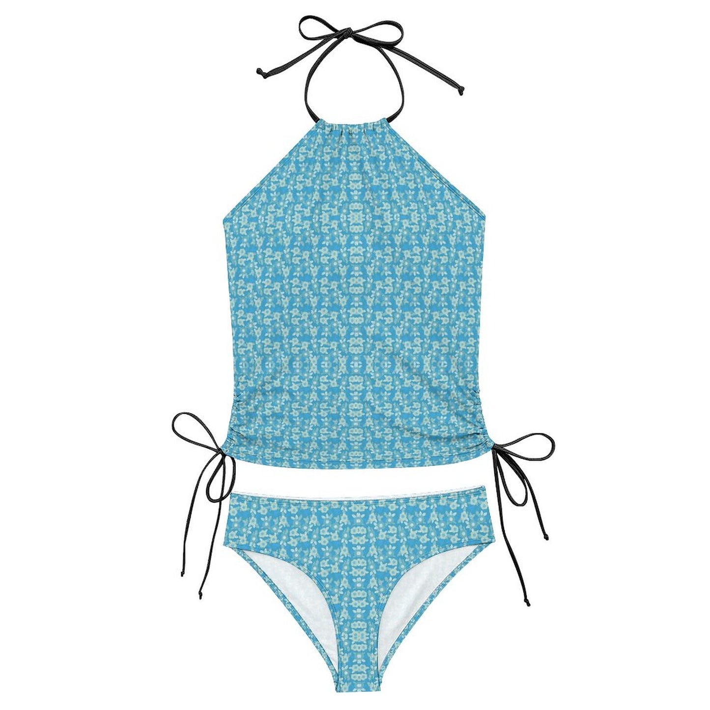 2-Piece Women's Tankini Set with High Neck Halter Top