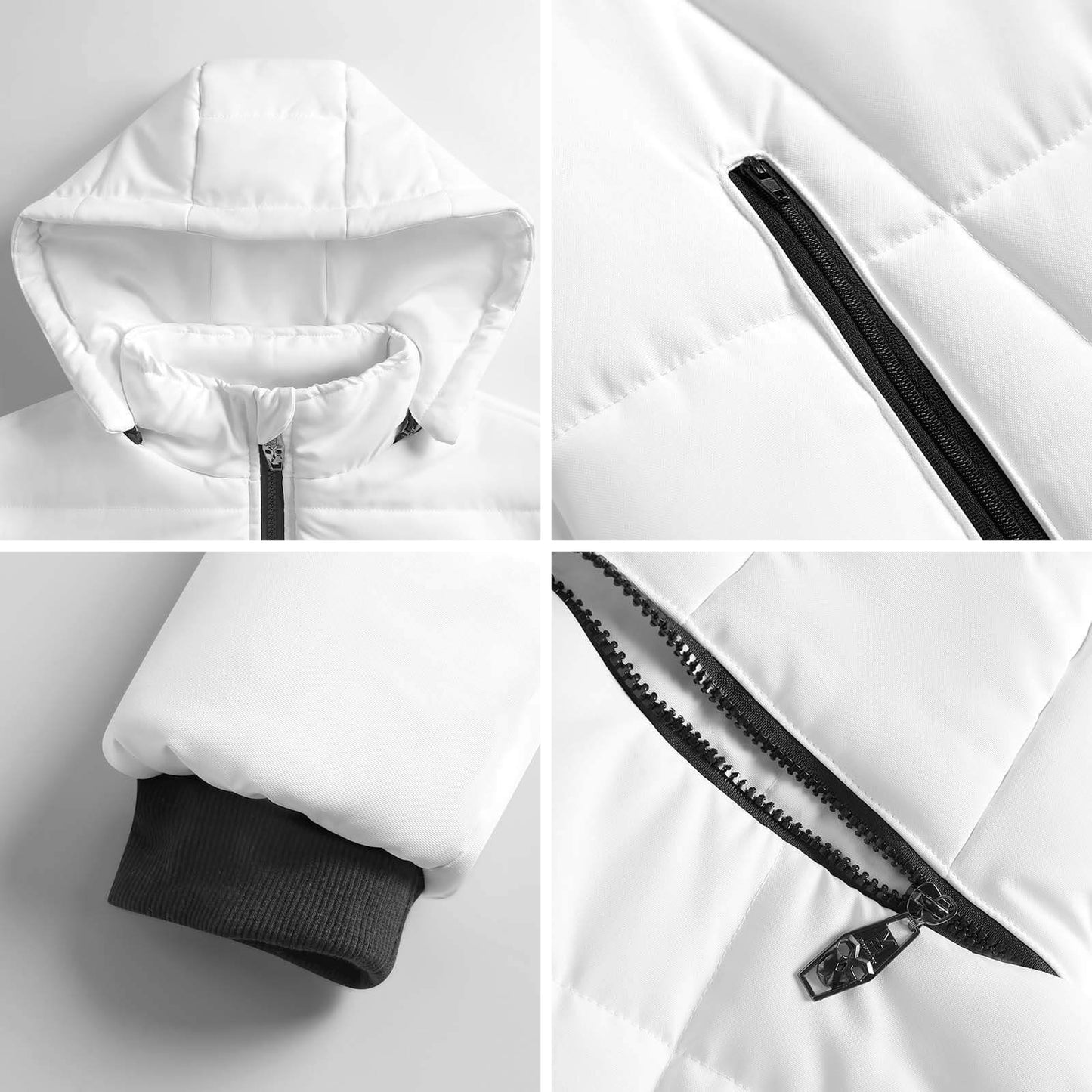 Winter Quilted Long-Sleeve Hooded Outerwear