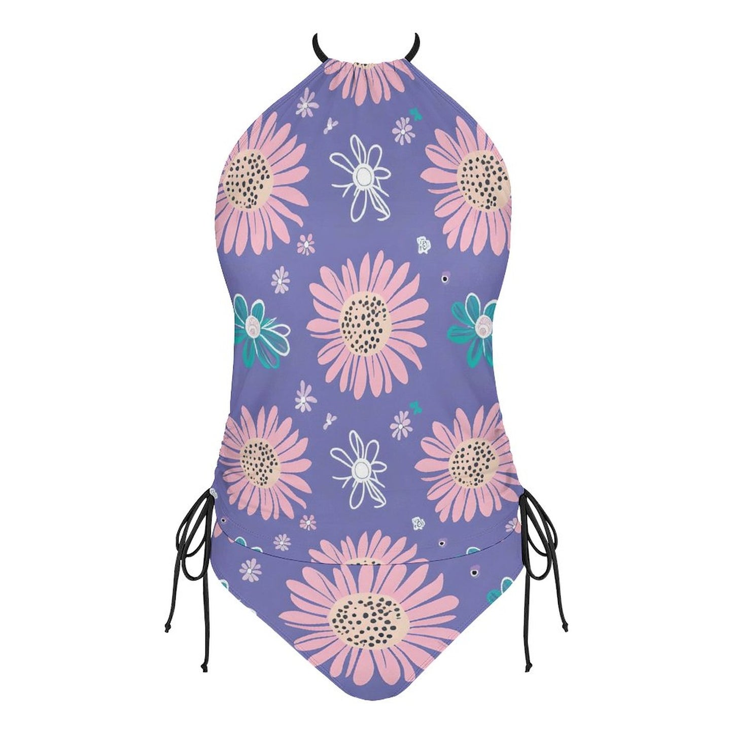 2-Piece Women's Tankini Set with High Neck Halter Top