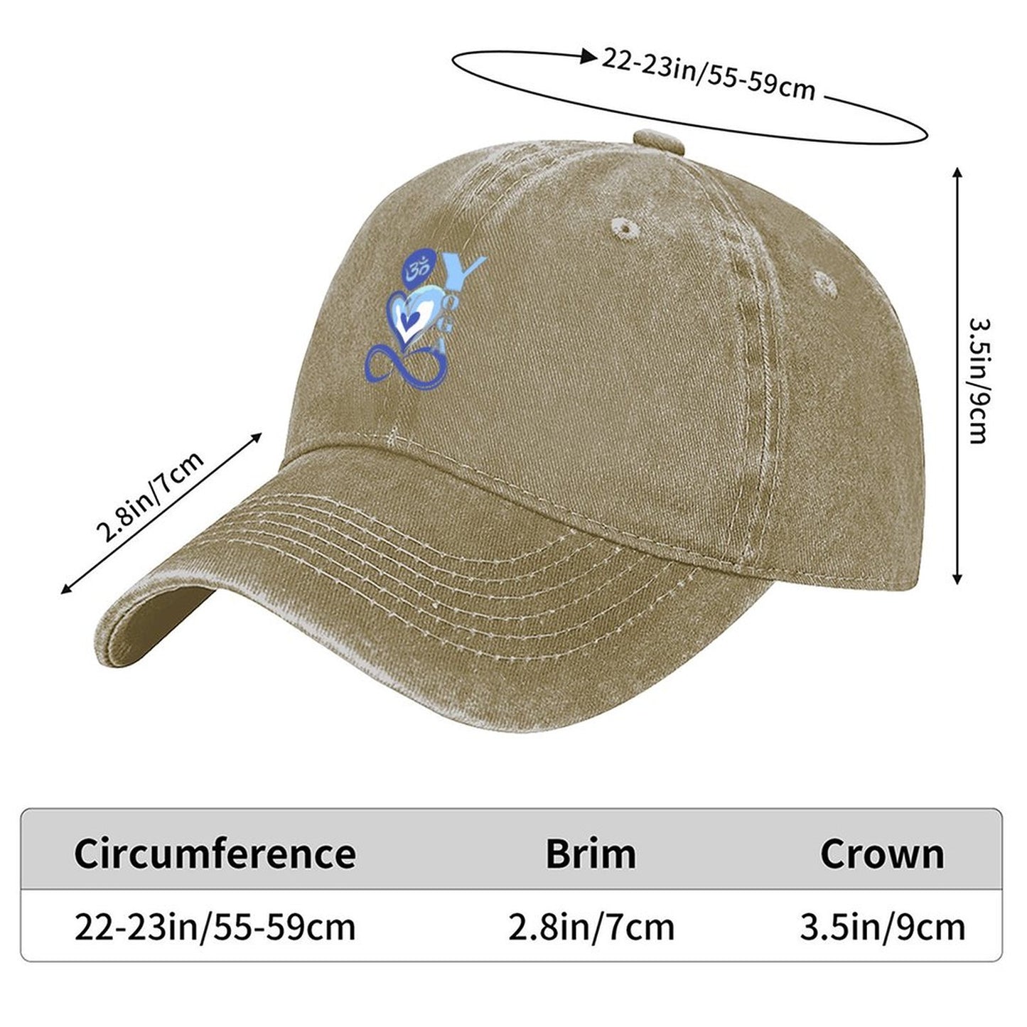 Cotton Vintage Washed Denim Baseball Cap Yoga