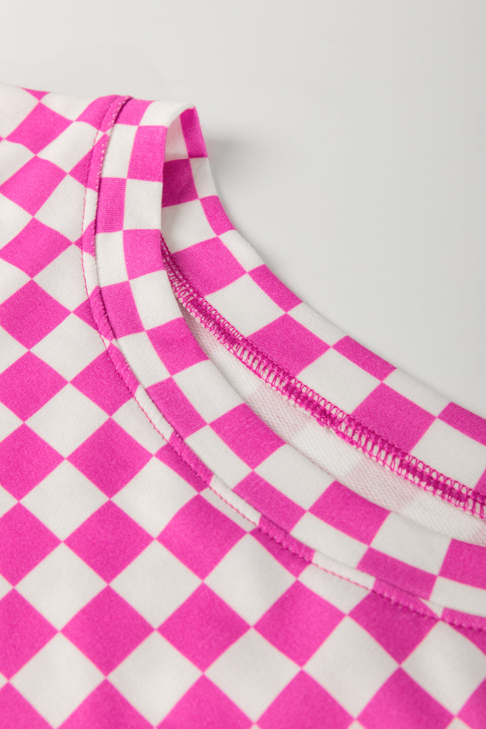 Rose Checkered Top and Short Casual 2pcs Set