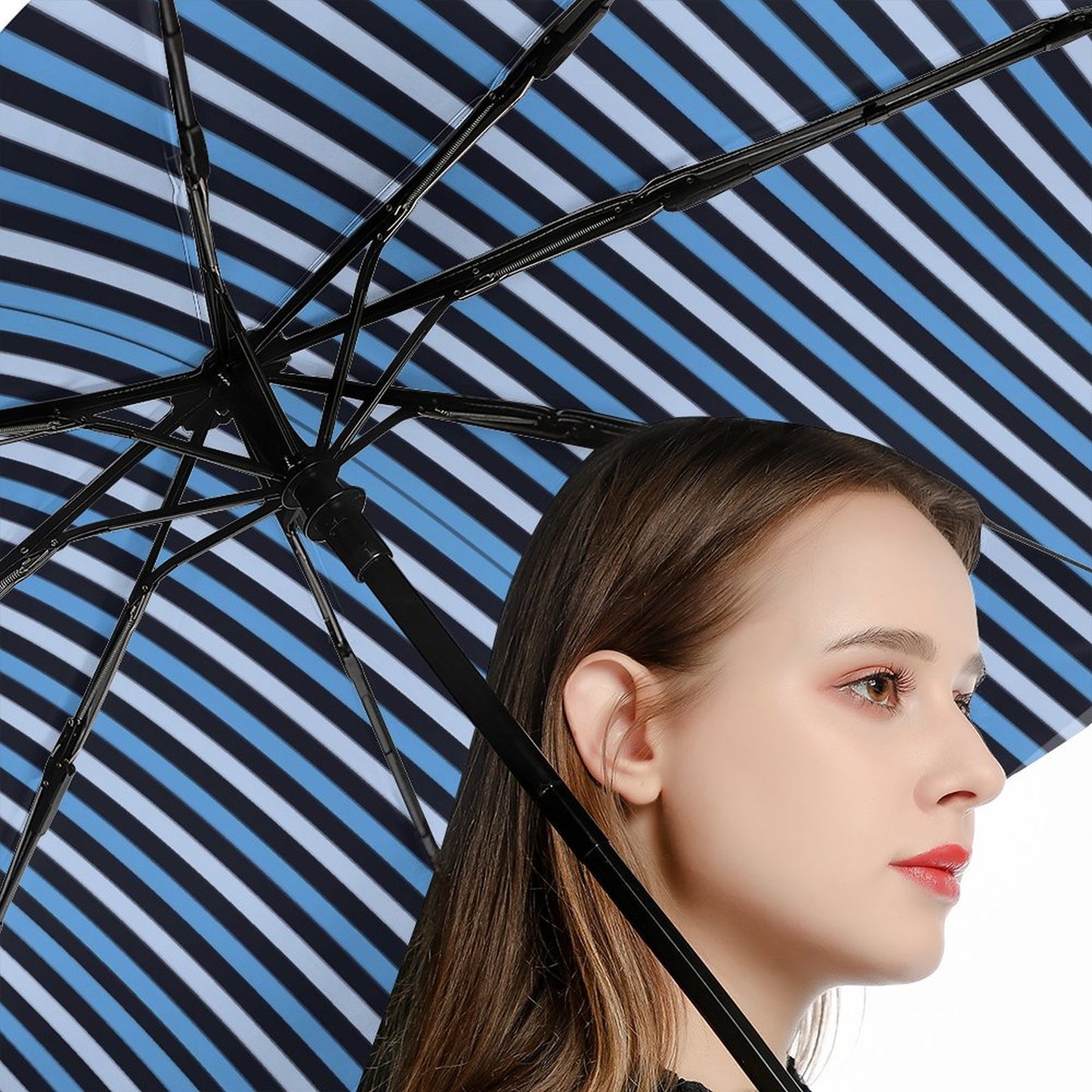 Automatic Umbrella with Hearts Print Inside Pattern